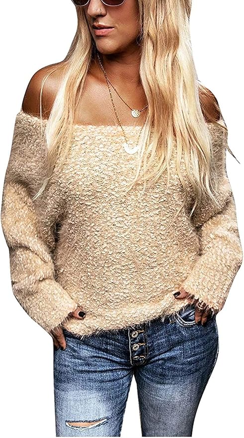 nude off the shoulder sweater