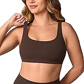 UNISSU Hugcurve Double Lined No Padding Sports Bra Scoop Neck Cross Back Convertible Wireless Yoga Workout Crop Top
