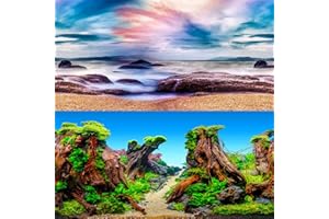 ELEBOX Fish Tank Background Aquatic Plant Reef Beach Aquarium Wallpaper Background Double Sides Background Poster