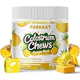 Bovine Colostrum Chews Supplement with probiotics for Gut Health, Bloating, Immune Support, Skin, Hair Growth and Beauty - Pineapple Flavor (60 Servings)