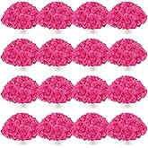 Tigeen 150 Pcs Hydrangea Artificial Flowers Bulk 7.48 Inch Artificial Hydrangeas with Removable Stems Faux Flowers Wedding Decor for Home Garden Party Decoration DIY Project (Hot Pink)