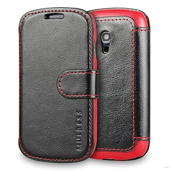 Mulbess Layered Dandy Ledertasche im Bookstyle und Kartenfach für Samsung Galaxy S3 Mini hülle Tasche Leder,Schwarz