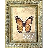 vrzpopi Vintage Picture Frame, Decorative Wall Hanging and Tabletop Display Photo Frame (Gold, 5X7)