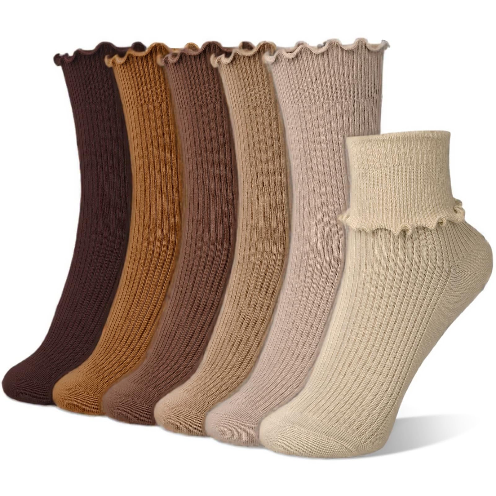 Photo 1 of *USED*
6 Pairs Cute Ruffle Socks Women, Womens Crew Frilly Turn-Cuff Dress Soft Breathable lol Novelty Colorful Girls Ankle Socks 5-10