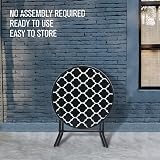 PHI VILLA Folding Side Table, Round Patio Table, Black Grid Design view 5