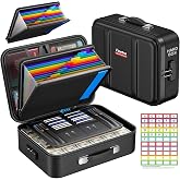Fieetra Fireproof Document Box with Lock, Hard Case Safe Box Water Resistant Document Organizer for Important Documents, Passports, Certificates &amp; Cash, Portable File Storage for Home Office, Black