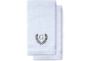 TURQUAZ Decorative and Monogrammed Hand Towels for Bathroom Kitchen Makeup | Personalized Gift for Wedding-Bridal | Roman Font Custom Luxury Turkish Towel | Spa Collection, Oversized, 16 X 30 Inch, Set of 2