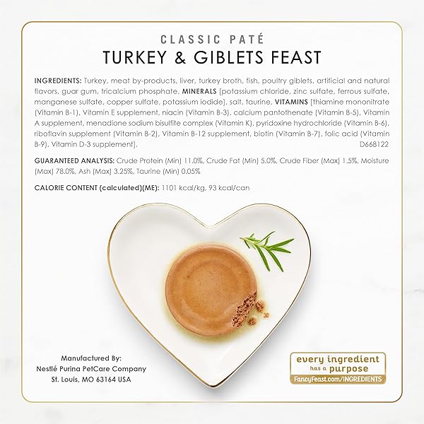 FANCY FEAST POULTRY AND BEEF FEAST CLASSIC PATE COLLECTION GRAIN FREE WET CAT FOOD VARIETY PACK – (PACK OF 24) 3 OZ. CANS