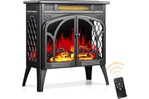 Xbeauty Electric Fireplace Heater Infrared Fireplace Stove with 3D Flame Effect, 5100BTU Electric Fireplace with Remote Control