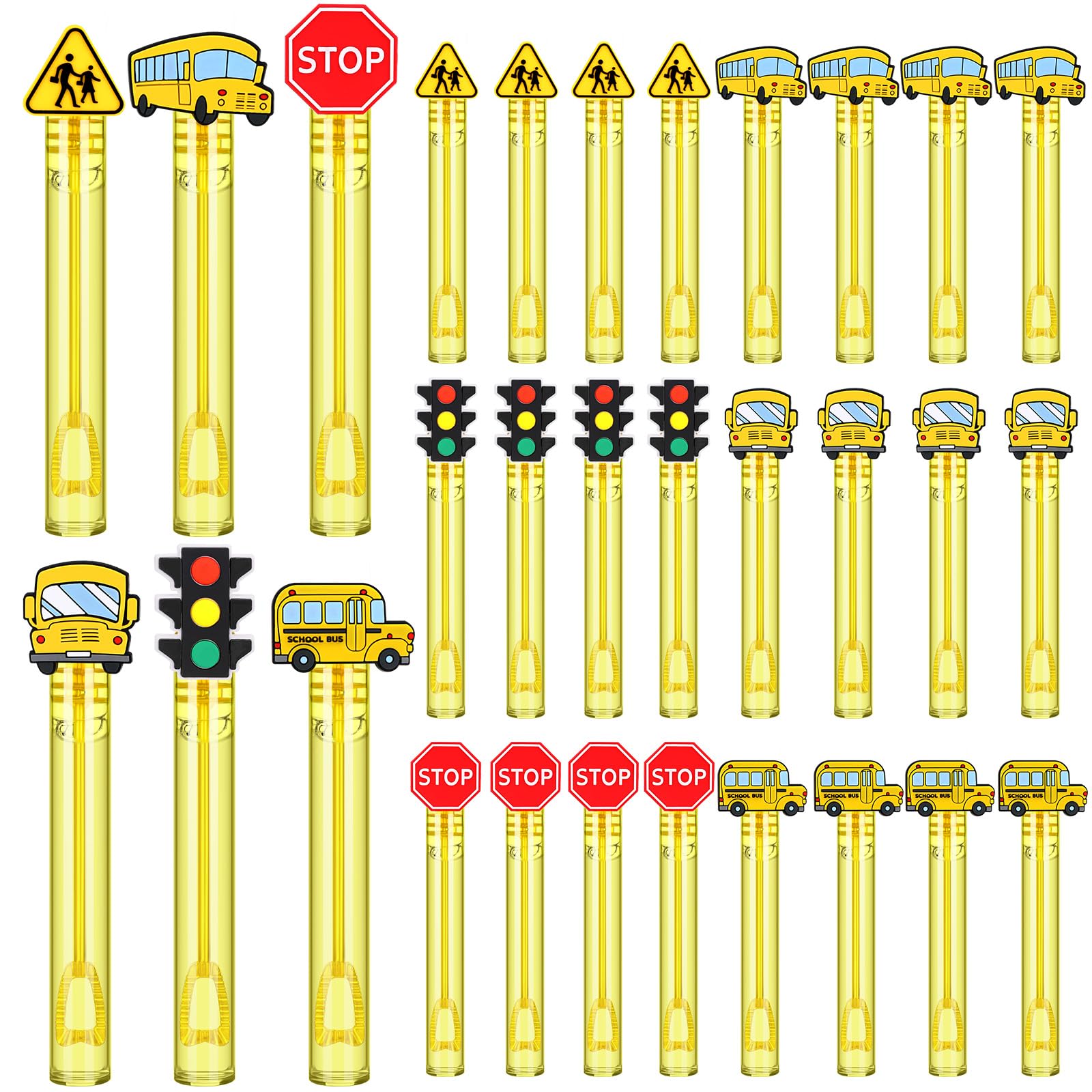 Photo 1 of Shappy 60 Pcs School Bus Driver Bubble Wands Bulk Mini Bubble Wands Party Favors Small Bubbles (Yellow)