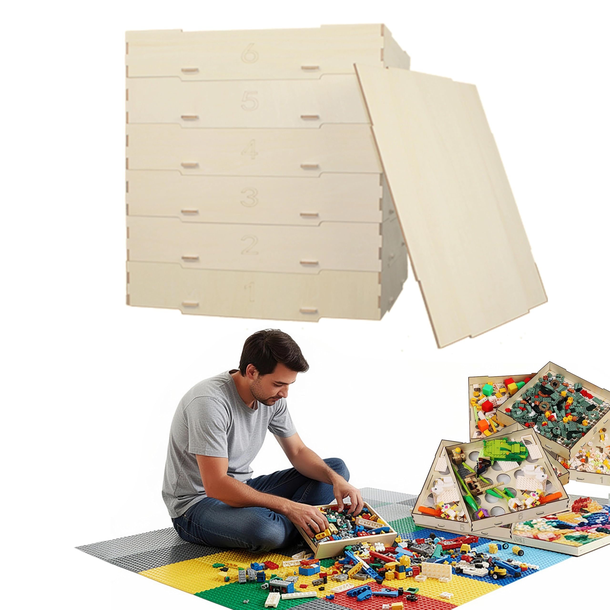 Magicrose 6 Tray Toy Blocks Sorter Sifter,Toy Storage Block Sorter Organizer,Portable Storage Brick Box for Building Blocks 5 Different Sizes Sorter Block Sorter Sifter Brick Storage for Blocks Build