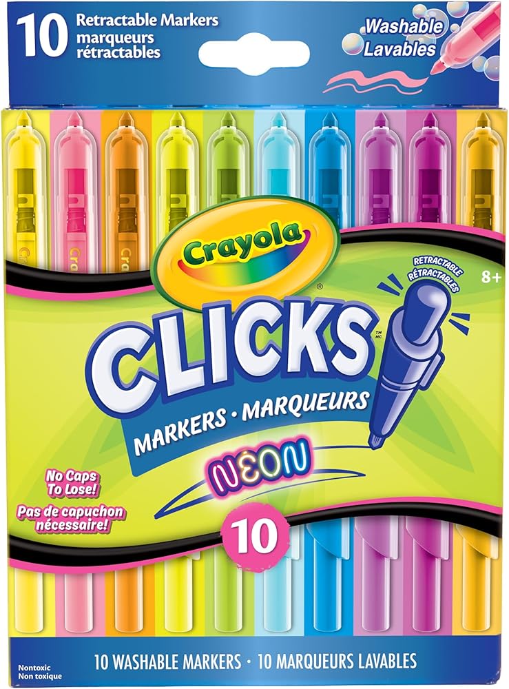 Crayola Clicks Retractable Markers - Neon, 10 Count