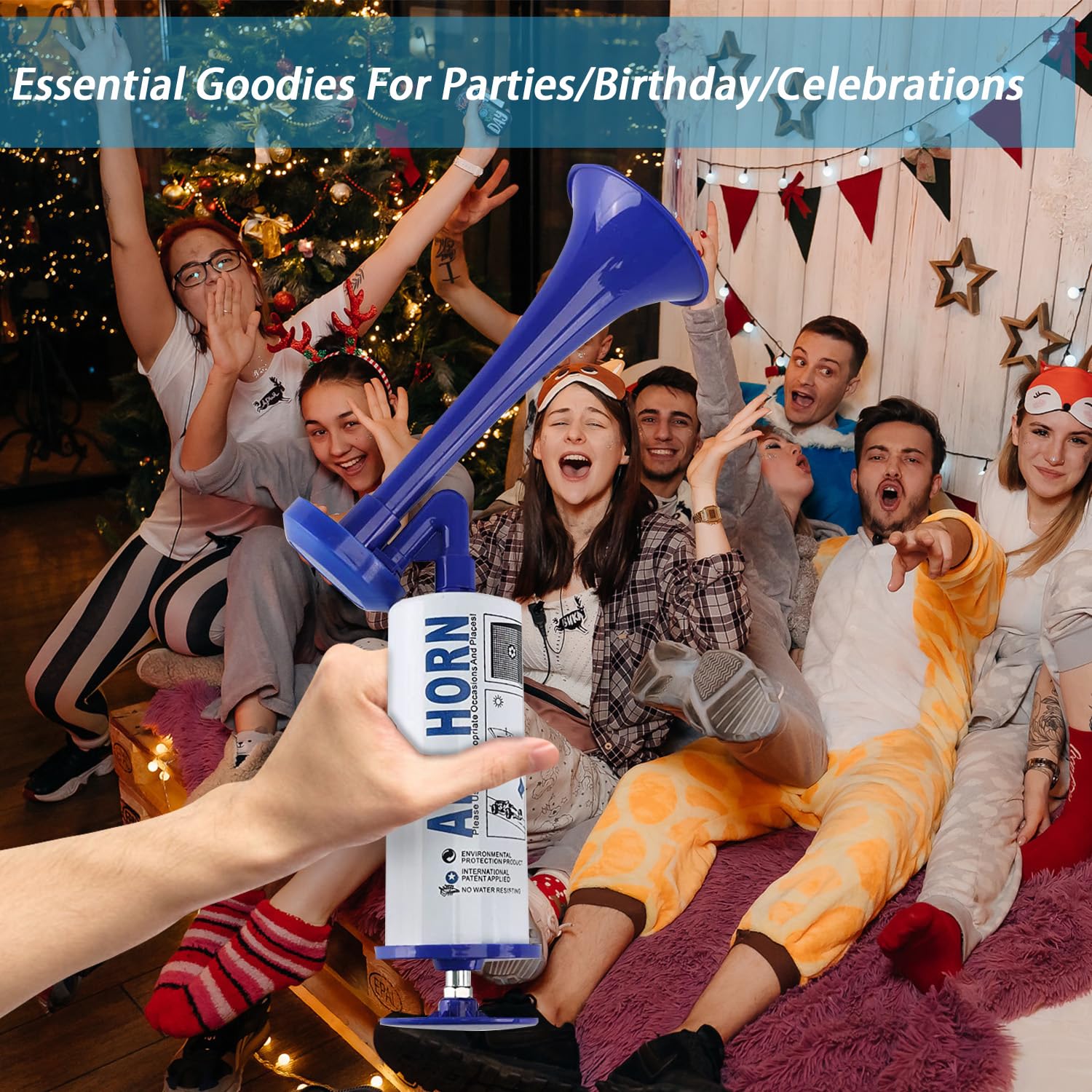 Handheld Air Horn, Noise Makers for Sporting Events, Aluminum Super Loud Football Noise Maker Air Pump Sports And Marine Signal Safety Alarm Horns for Boating, Hiking, Sports Events, Birthday Parties