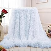 Plush Super Soft Blanket Bedding Sofa Cover Furry Fuzzy Fur Warm Throw Qulit Cozy Couch Blanket for Winter (51"x63",White)