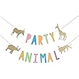 WAOUH Party Animal Birthday Banner for Baby - Zoo Party Decor,Circus Party Decor for Baby Showers,Glittering Photo Props,Jungle Safari Animal Party Supplies