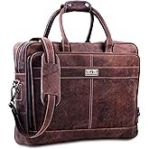 18 Inch Leather Laptop Bag for Computer Bag for Men– Supple Genuine Leather Briefcases for Men W/Padded Laptop Case Leather