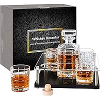 Whiskey-Decanter-Set-with-glasses-whisky glass set Decanter 4 Glasses Sets with Wooden Base for Men, Bourbon, Vodka…