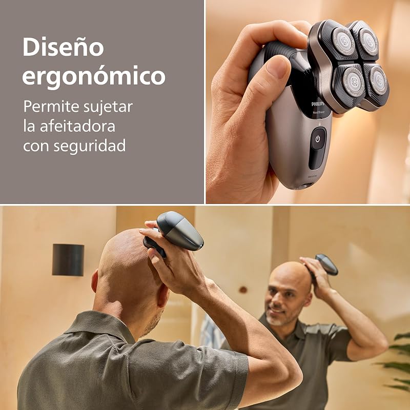 Afeitadora Cabeza Serie 7000 Pro – Afeitadora Cabeza para Hombres y Mujeres, Cabezal flexible 360°, Cuchillas ComfortCut para un Afeitado Apurado y Suave, HS7980/15