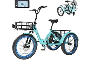 MOONCOOL Electric Trike for Adults, 500W 48V Electric Tricycle for Adults Peak Power 1000W, 20"x3.0" Fat Tire 3 Wheel Electri