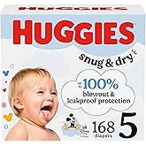 Huggies Size 5 Diapers, Snug & Dry Baby Diapers, Size 5 (27+ lbs), 168 Count (6 Packs of 28), Packaging May Vary