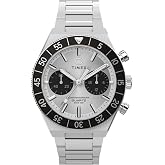 Timex Men's Q Continental Chronograph 40mm Watch - Silver-Tone Bracelet Black Dial Silver-Tone Case