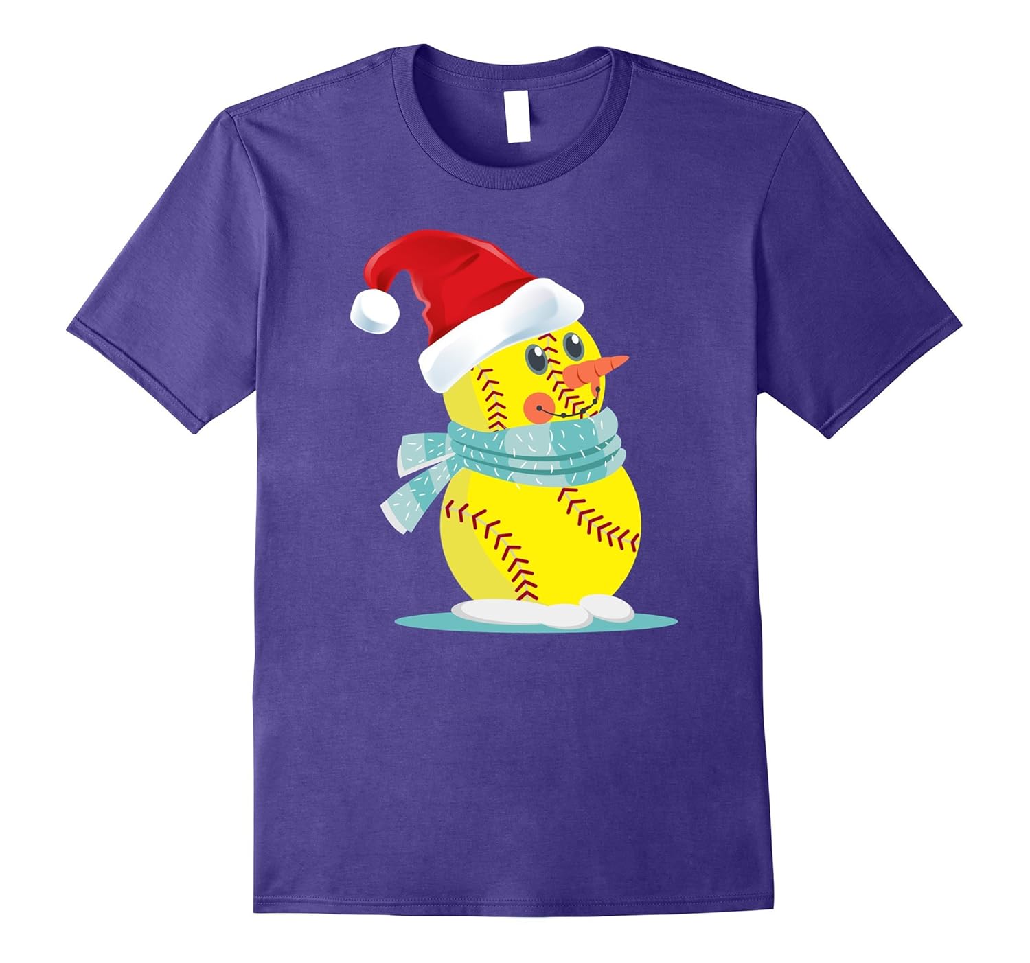 Funny Sotfball Snowman Holiday Spirit Christmas T-Shirt-ANZ