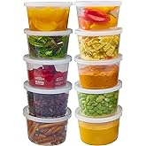 DuraHome - Deli Containers with Lids Leakproof - 40 Pack BPA-Free Plastic Microwaveable Clear Food Storage Container Premium Heavy-Duty Quality, Freezer & Dishwasher Safe (16 oz.)