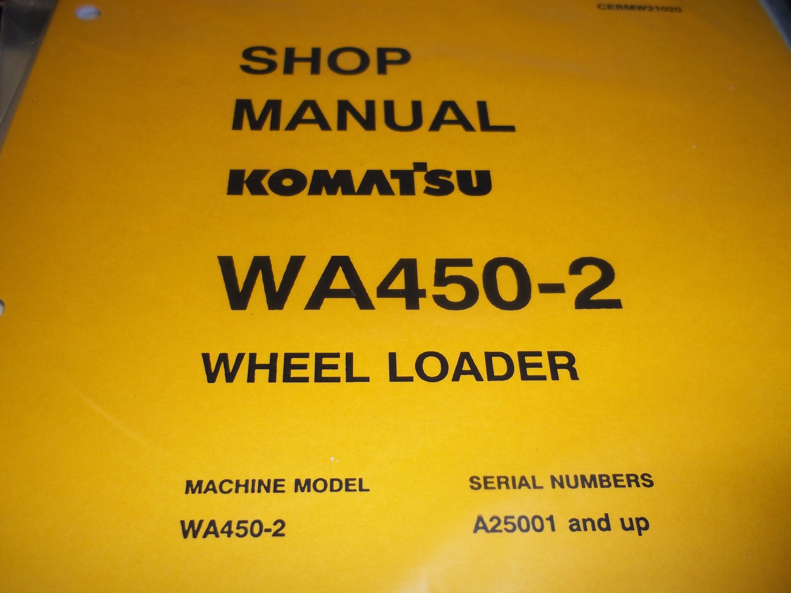Komatsu WA450-2 Wheel Loader Service Manual (CEBMW21020) Loose Leaf – 1972
