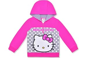 Hello Kitty Sanrio Girls Zip Up Hoodie for Toddlers and Big Girls - White, Red, Grey, Pink, Blush Pink, Hot Pink or Rainbow