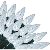 Brite Star 80 Lt LED C6 Faceted Light with Green Wire, Pure White