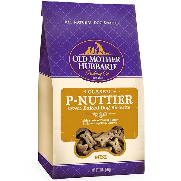 OLD MOTHER HUBBARD CLASSIC CRUNCHY NATURAL DOG TREATS, P-NUTTIER MINI BISCUITS, 20-OUNCE BAG