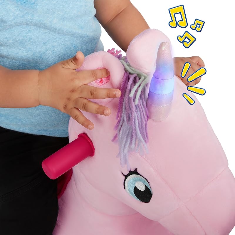 Shimmer, das magische Einhorn zum Berühren mit interaktiven Lichtern und Geräuschen, pinkfarbenes Rutschfahrzeug, für Kinder von 1 bis 3 Jahren