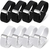 Xyembu 8pcs(4 Pairs) Elastic Adjustable Armbands Sleeve Garters Stretchy Shirt Long Sleeve Holders Armband Anti-Slip Shirt Sleeves Holders for Men