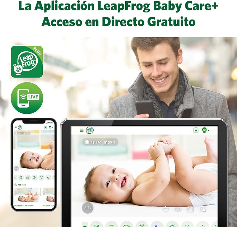 LF1911 Smart WiFi Monitor de Bebé com Vídeo em FHD 1080P, Aplicação Gratuita com Deteção de Movimento e Ruído, Visão Noturna a Cores, Modo de Privacidade, Controlo Remoto de Zoom Rotação-Inclinação
