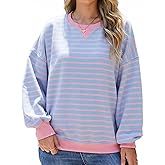 Fyralis Women's Striped Oversized Sweatshirt, Long Sleeve Crewneck Pullover Top, Casual Fall Clothes
