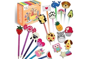 CRAFTILOO 24 Pre-Cut Mini Pencil Toppers Fun Kids Sewing Kit for Kids Ages 8-12 Children Beginners Sewing kit kid crafts Make Your Own Felt Pillow Plush Craft Kit Girls and Boys Art Craft Kits Learn to Sew Kit