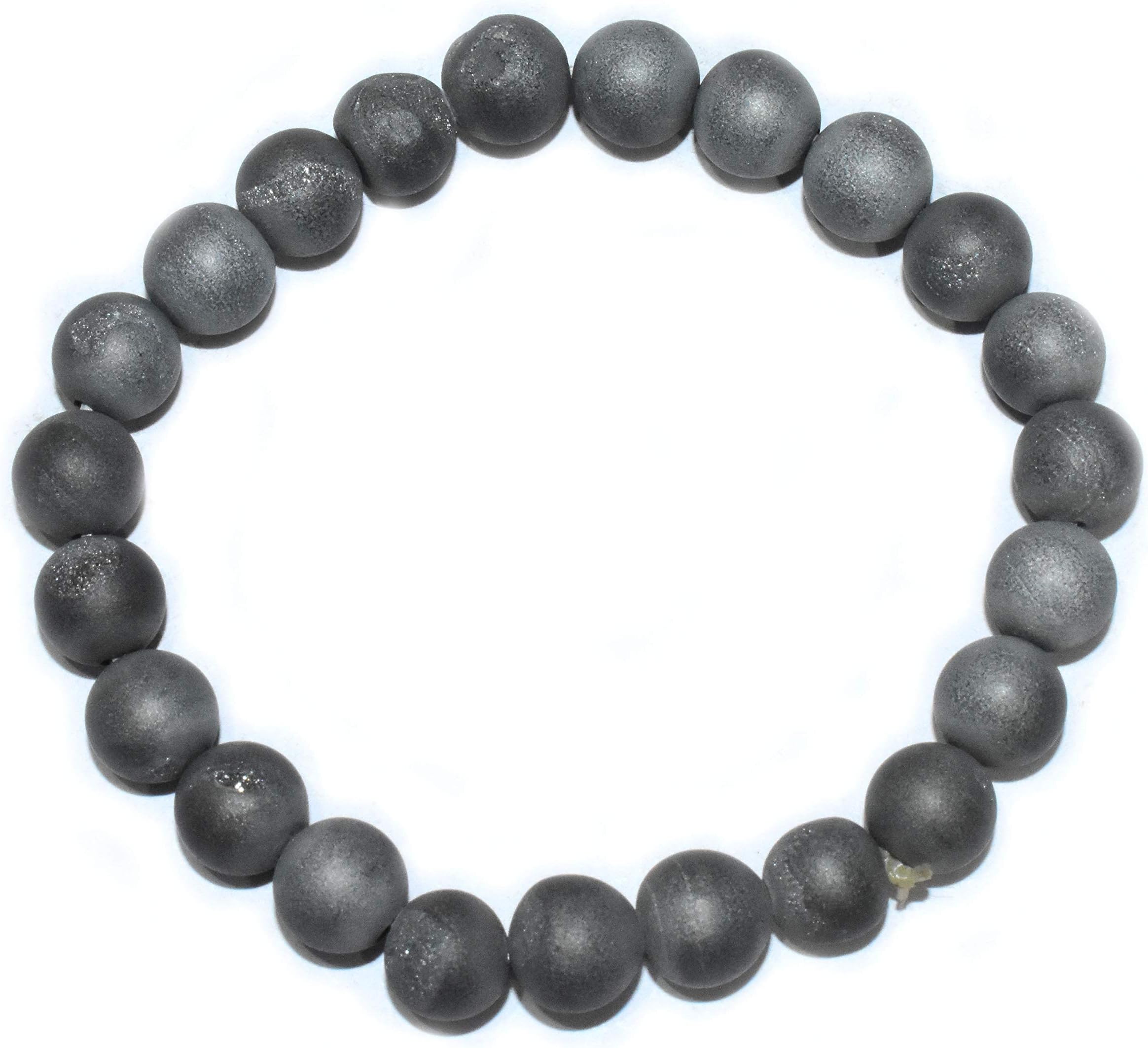 Pyramid Tatva Bracelet - Grey Druzy Agate 8mm Bead 1+1 Natural Healings Crystal Chakra Balancing