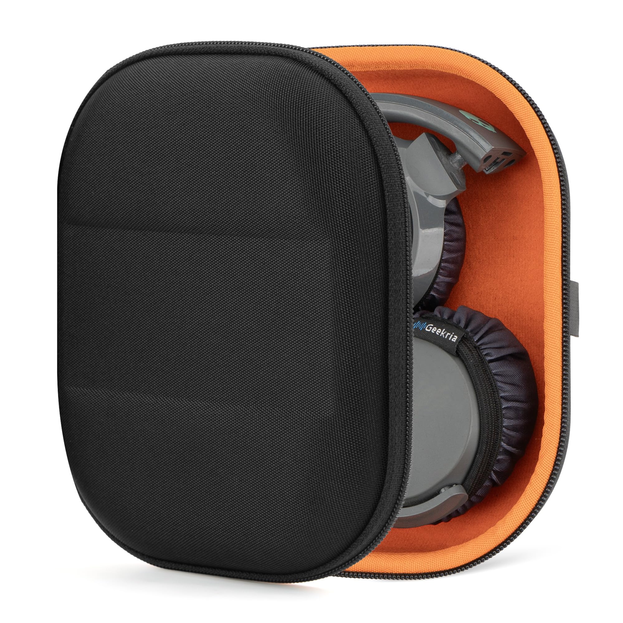 Geekria Shield Headphones Case Compatible with Skullcandy Riff2, Riff, Lowrider and More, Replacement Hard Shell Travel Carrying Bag with Cable Storage (Black)