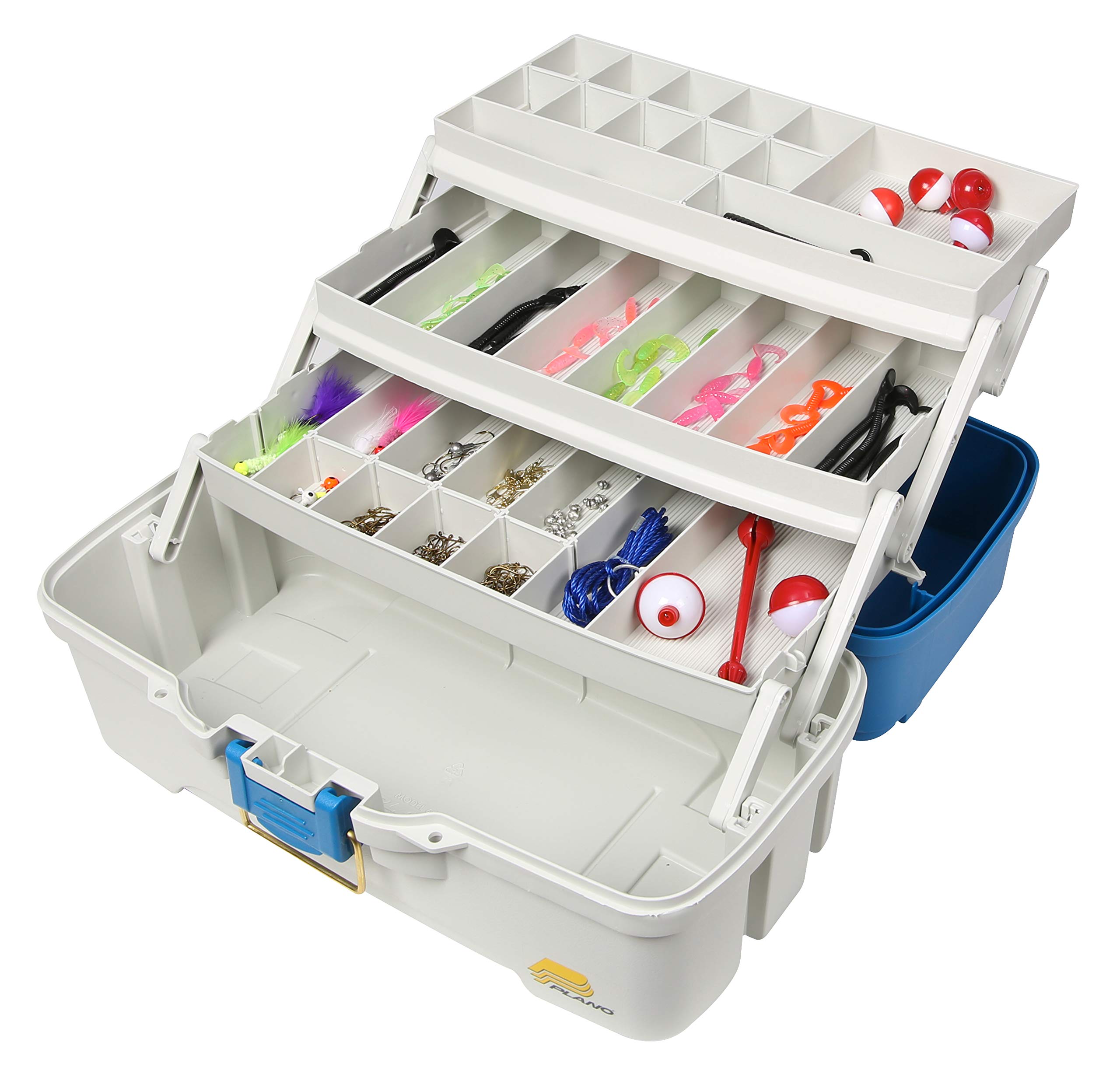 Photo 1 of ***(MISSING PARTS/ SEE NOTES)***Plano Ready-Set-Fish 3-Tray Tackle Box with Tackle, Aqua Blue/Tan, One Size