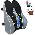 Lofty Aim Lumbar Support Pillow for Office Chair, Ergonomic Memory Foam Lumbar Cushion for Back Pain Relief & Improve Sitting Posture, Back Support for Office Chair, Car, Desk Chair (Black&Gray)
