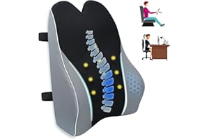 Lofty Aim Lumbar Support Pillow for Office Chair, Ergonomic Memory Foam Lumbar Cushion for Back Pain Relief & Improve Sitting Posture, Back Support for Office Chair, Car, Desk Chair (Black&Gray)