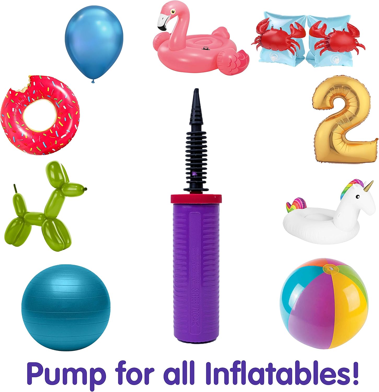 Balloon Pump Hand Held, Inflator Air Pump for Balloons - 2Way Dual Action, 2Pack: Friends can Help - Easy to Use, 100% Lifetime Satisfaction Guarantee - Sturdy Ballon Inflator Pump: Toys & Games