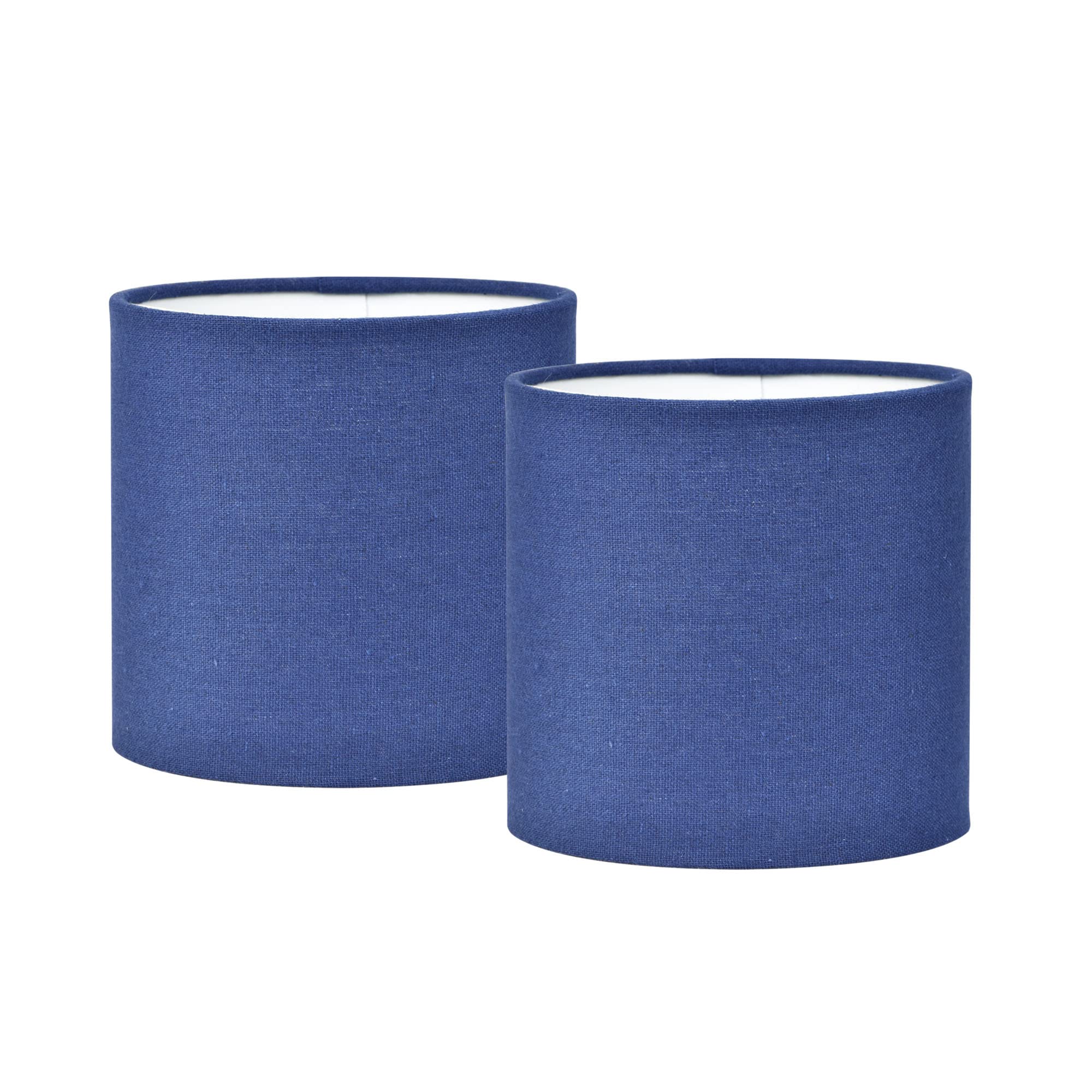 Photo 1 of LAMPWELL MEMO Clip-on Small Fabric Lamp Shades for Table Chandelier Wall Lamp,Set of 2,Small Drum,5.2"×5.2"×H5.2",Linen, Handmade,Modern Trendy Decorative,ONLY FOR CANDLE BULB,Navy Blue