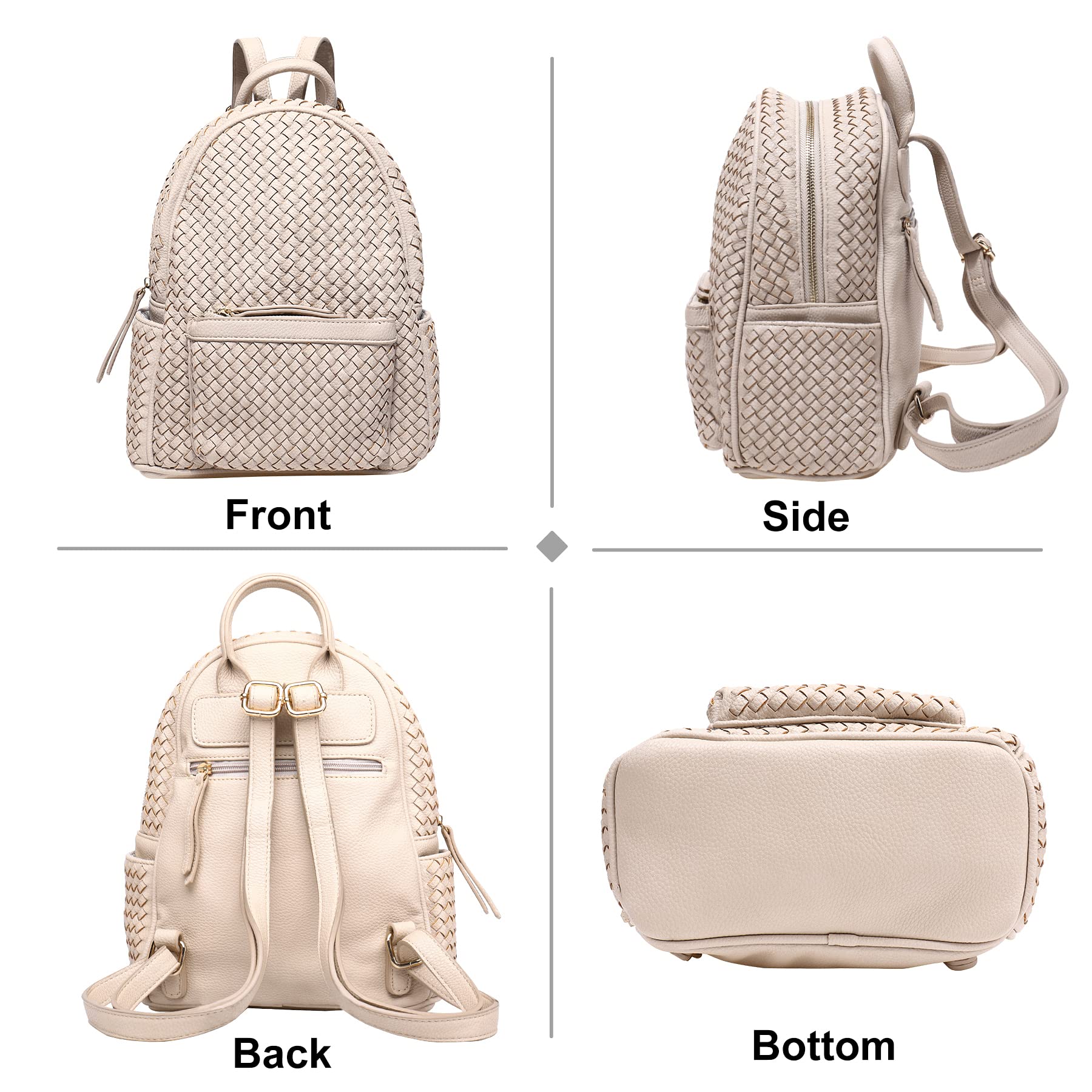 SHOMICO Mini Woven Backpack Purse for Women Trendy Daypacks Stylish Backpack Women's Fashion Handbag for Easter Egg Hunt, Spring Travel Vacation, Easter Gift (Small Beige Woven)