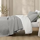 Wonderful 100% Cotton Quilt Queen Stitch Bedding Set, Heather Grey Bedspread with 2 Pillow Shams, Soft & Breathable, All-Season Use, Prewashed Coverlet, 94"x94"