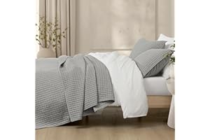 Wonderful Parure de lit réversible 100 % jersey de coton, 2 taies d'oreiller matelassées, couvre-lit doux, léger et respirant