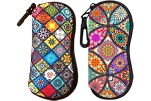 2PCS Sunglasses Case, Waterproof Soft Eyeglass Case with Belt Clip, Ultra Light Vintage Travel Sunglasses Organizer with Zipp