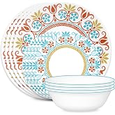 Corelle Terracotta Dreams 12-Piece Round Dinnerware Set, Service for 4 | Lightweight, Chip-Resistant Vitrelle Glass, Dishwasher, Microwave &amp; Oven Safe, Made in USA