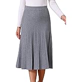 Seta T Women's Pleated Skirts High Waist Stretchy A Line Ribbed Knit Sweater Midi Skirt Fall Winter Outfits