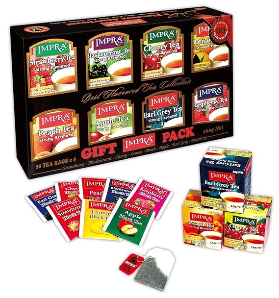 Impra Flavored Black Tea Gift Pack (8 Flavors), 80Count